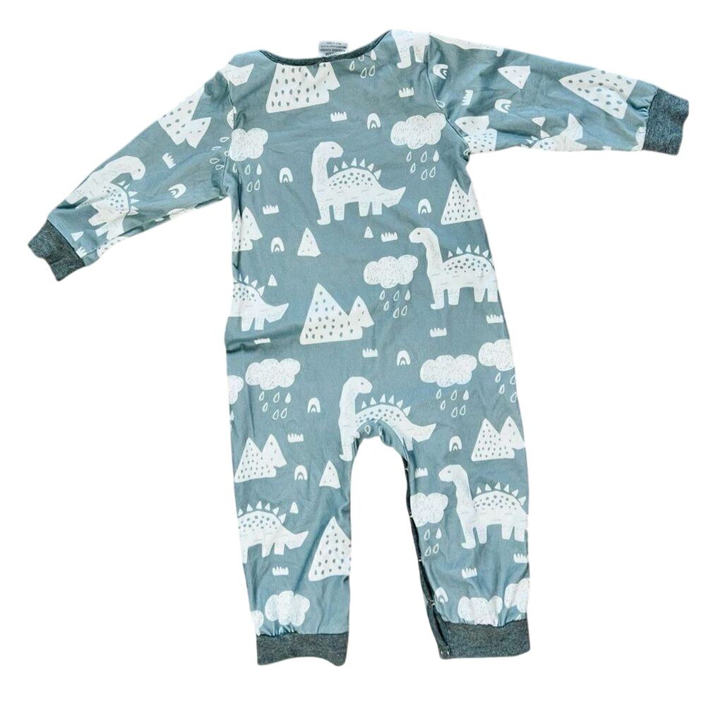 Super Soft Dinosaur Mountains Rain Clouds Snap Romper‎ 12-18 months Snuggly Cozy